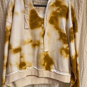 Gilded Intent Mustard Tie-Dye V-Neck Hoodie